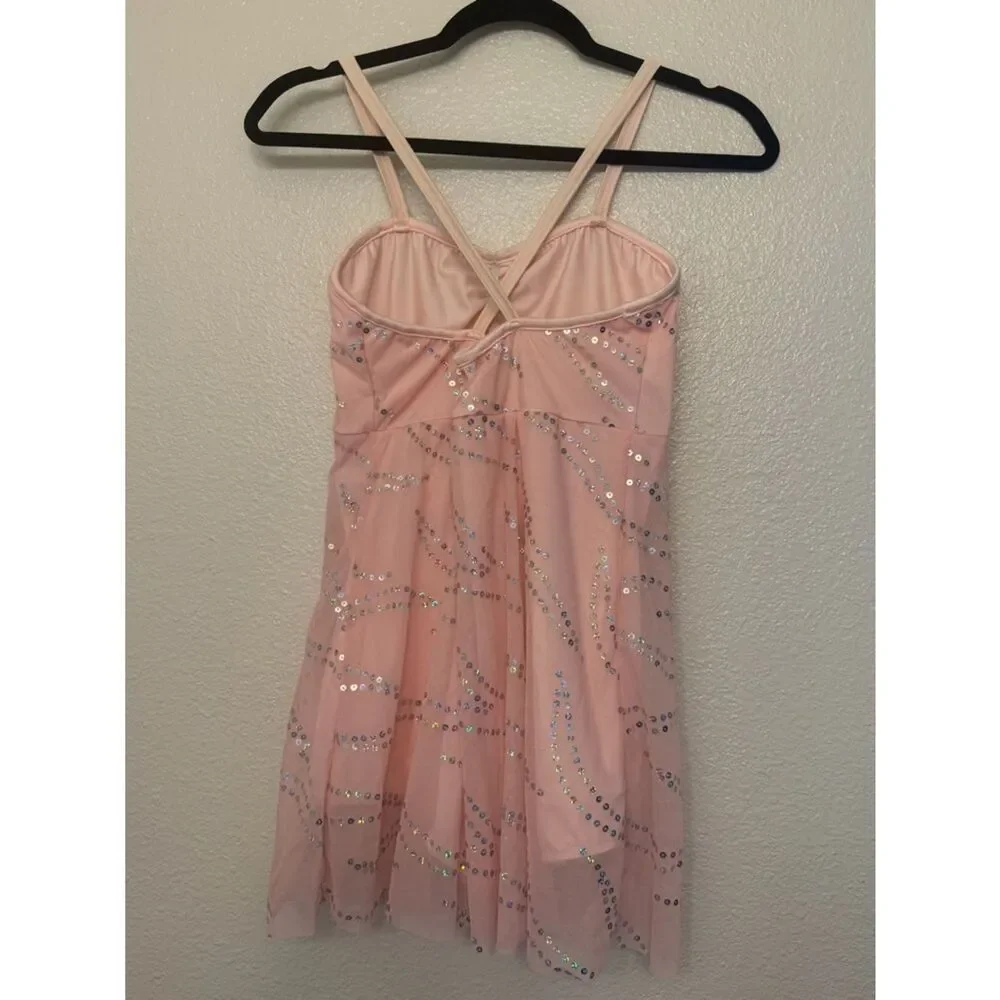 Art Stone Dance Costume pink mesh slip dress lyrical 2380 LA-Large adult